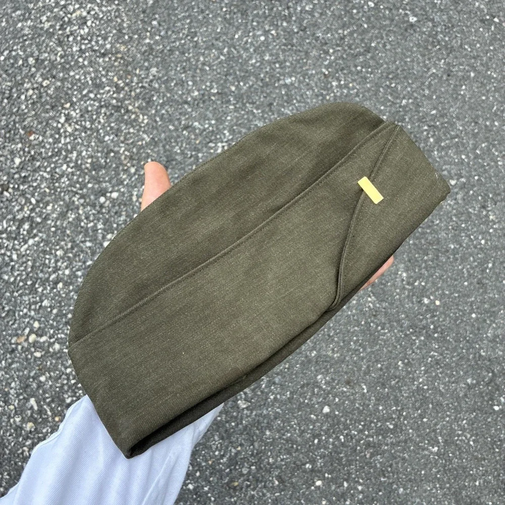 USMC Marine Corps Garrison Cap Size In Photos Olive Green w/ Black EGA Insignia